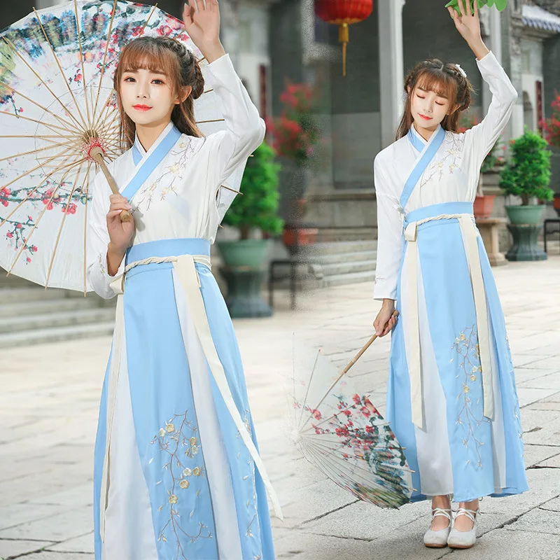 Китайский стиль Hanfu Повседневный весенне-осенний женский студенческий