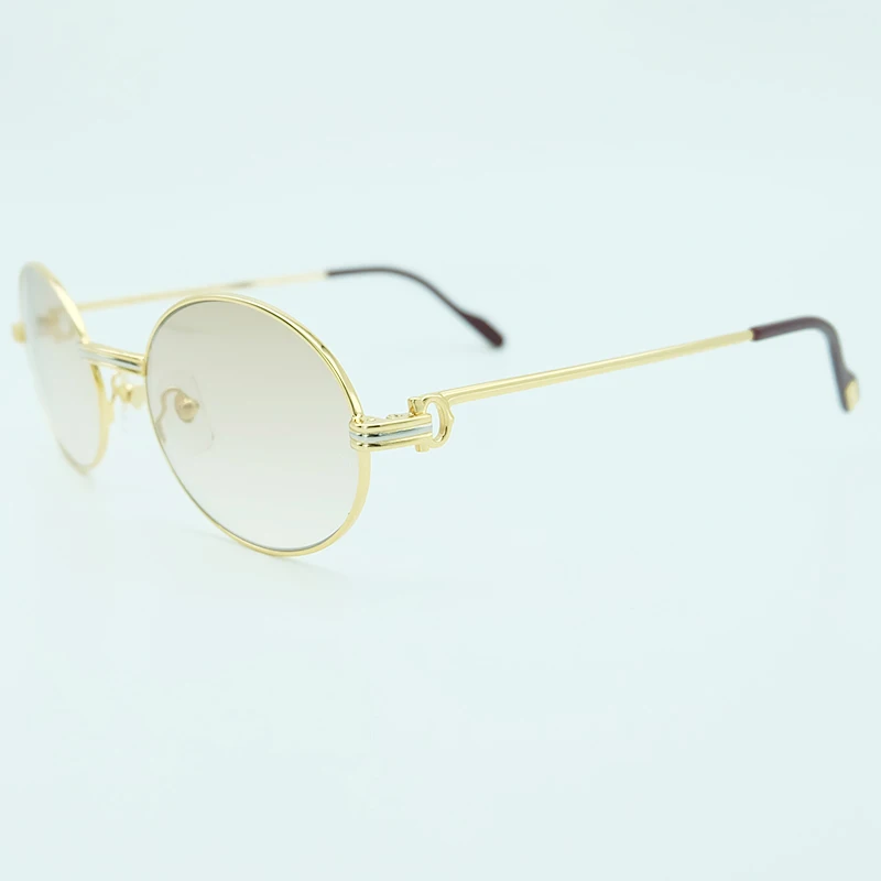 Vintage Metal Sunglasses Mens Designer Brand Men Retro Oval Carter Sunglass Luxury High Quality Gold Sun Glasses Round Eyewear
