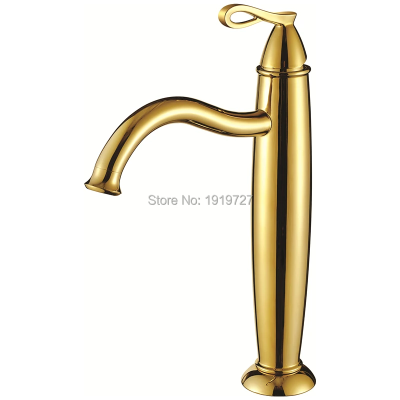 

Factory Wholesale Unique Single Lever Solid Brass High Body Gold Lavatory Mixer Tap Golden Luxurious Bathroom Vessel Sink Faucet