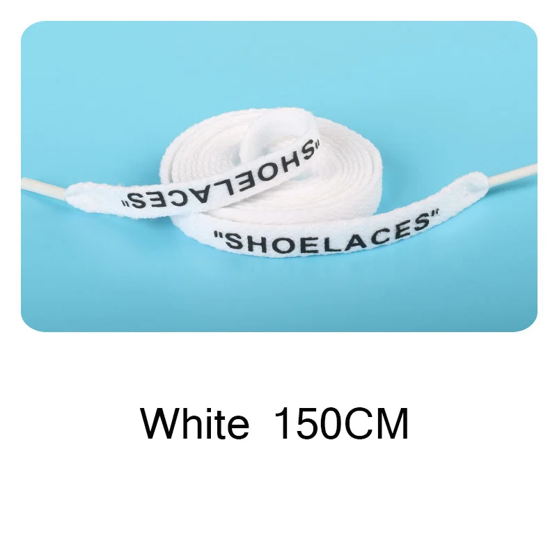 White 150cm 1 пар/лот шнурки благородные круглые трубки упаковка печать шнурки буквы кроссовки белые туфли кружева плоские шнурки офсетные - Цвет: White 150cm