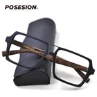 Винтажные квадратные очки Posesion, деревянная оправа для очков с прозрачными линзами, для мужчин и женщин, большие оправы для очков по рецепту при близорукости