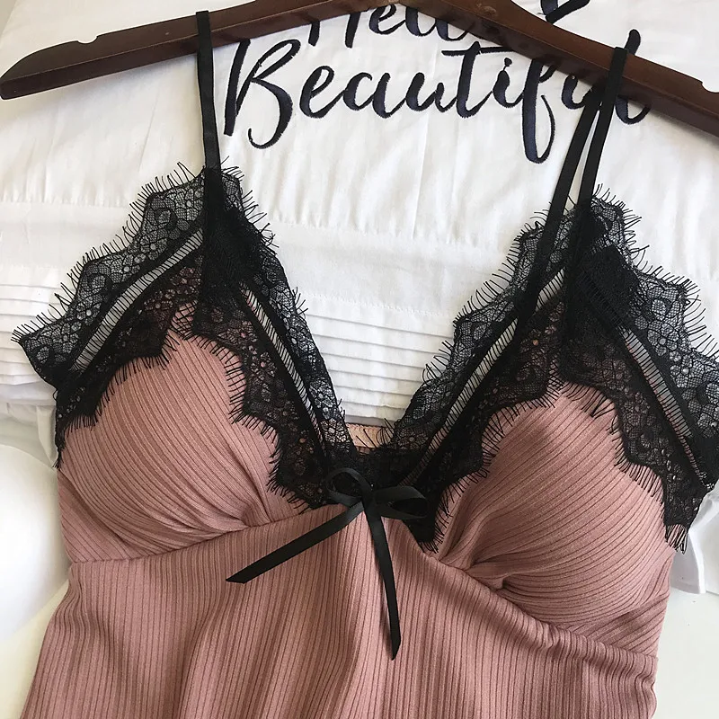 Пижама Herislim женская хлопковая с нагрудными накладками весенняя кружевная 3