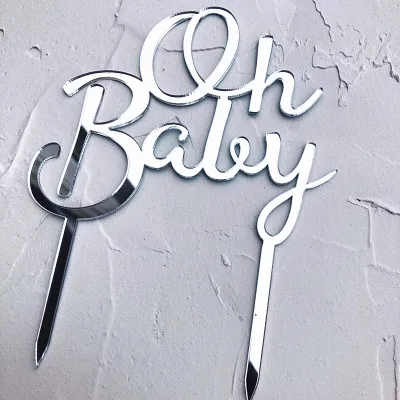 silver baby 1 шт. Золотой Серебряный Синий Кекс Торт Топпер С Днем Рождения Торт Топ флаги для любви семья День Рождения Вечеринка выпечки украшения принадлежности - Цвет: silver baby