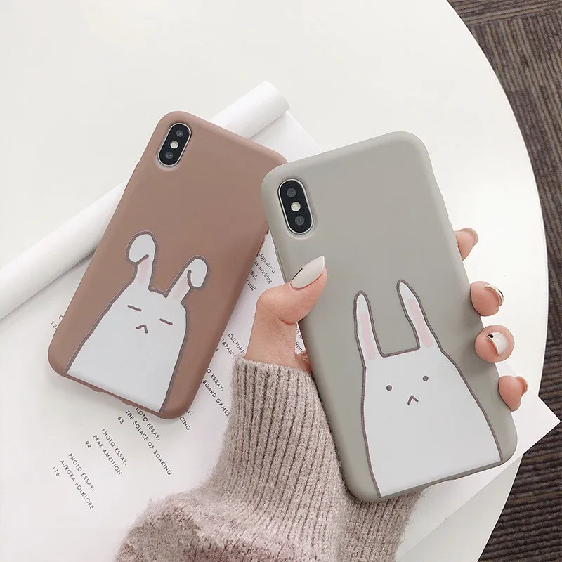 Милый мультфильм кролик корпус с рисунком крышка телефонные чехлы для iPhone X XS MAX XR