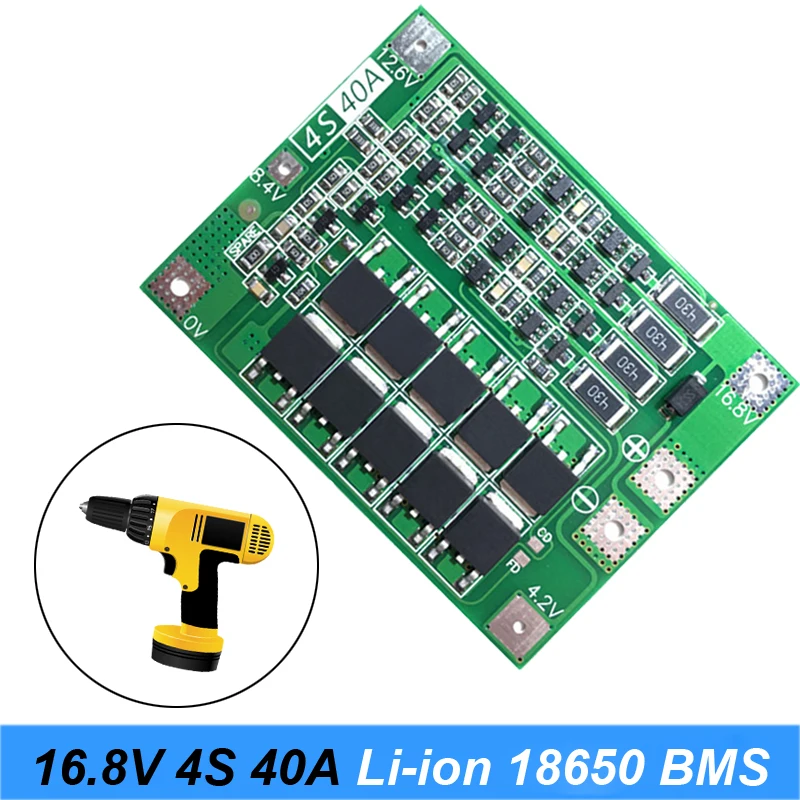 4S 40A батарея 18650 зарядное устройство PCB плата защиты BMS с балансом для отвертки 14 8 в