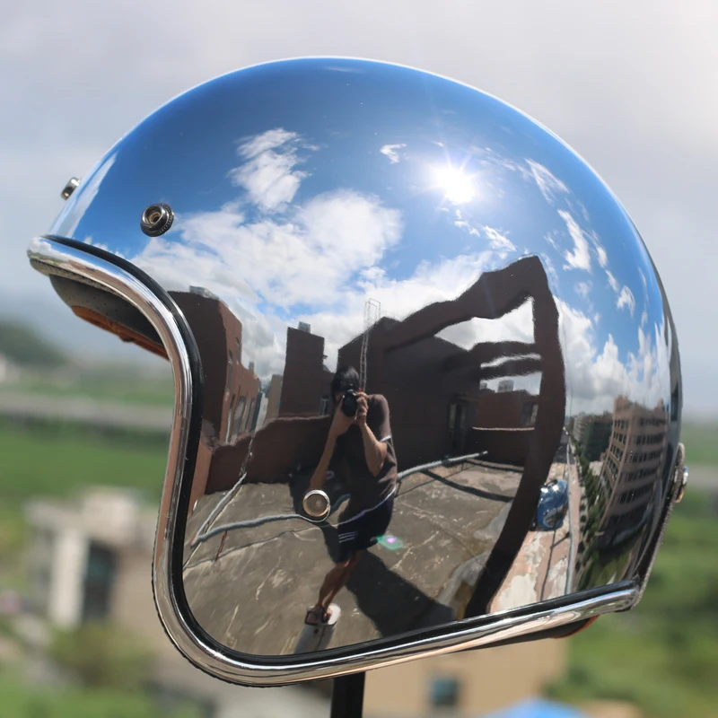 LDMET Винтаж moto rcycle шлем Ретро ATV круизы cooter harley серебристая хромированная vespa cascos para