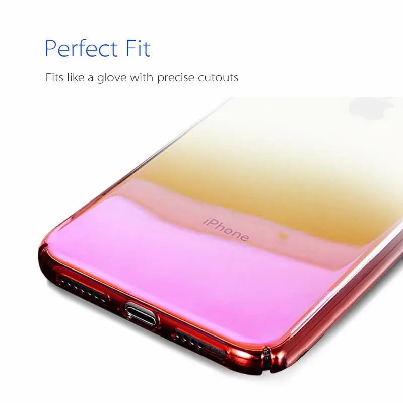 Ascromy для iPhone 7 Plus постепенное Красочные градиент гальваническим жесткий чехол XS MAX