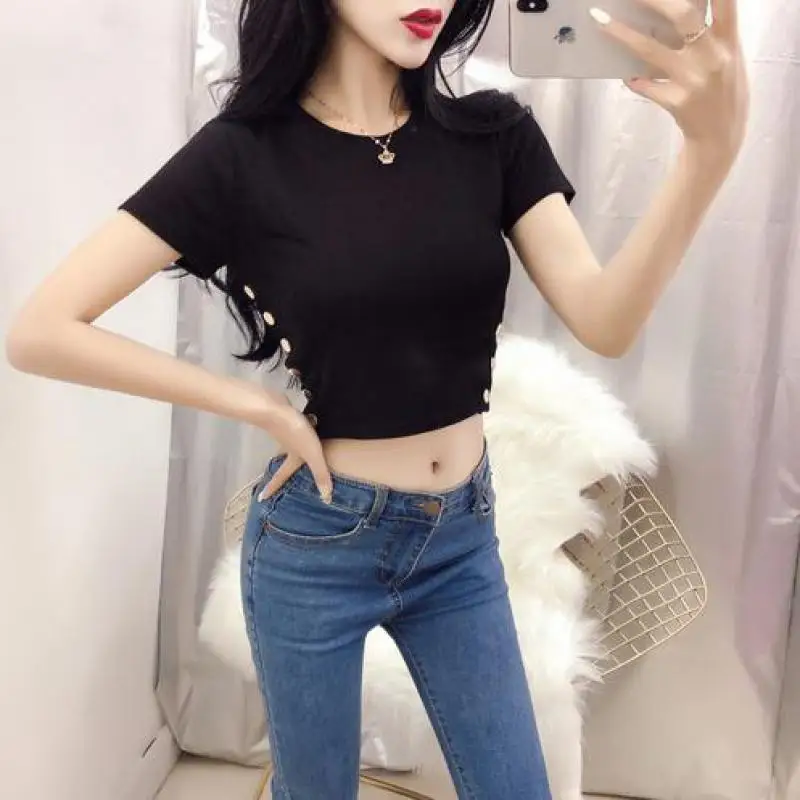 Новинка 2019 летние женские сексуальные с высокой талией Короткий Металлический