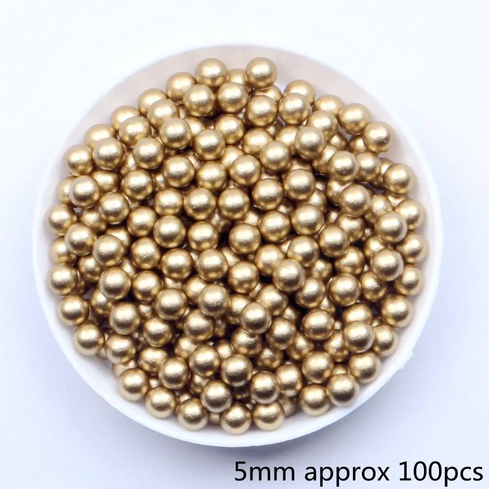 Matte Gold 5mm 100 Круглые Бусины матовое золото матовое серебро 5 6 8 мм Классический полимерный жемчужины без отверстия имитация стразы используется для творчество, рукоделие, Декор - Цвет: Matte Gold 5mm 100