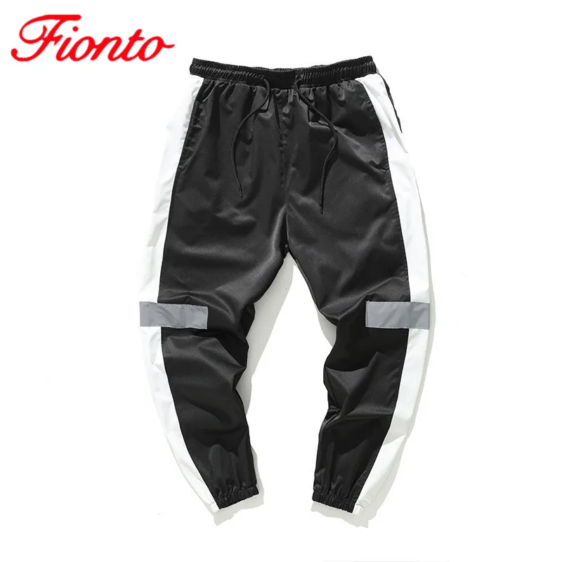 Весенние повседневные Черные спортивные брюки корейская мода светоотражающие