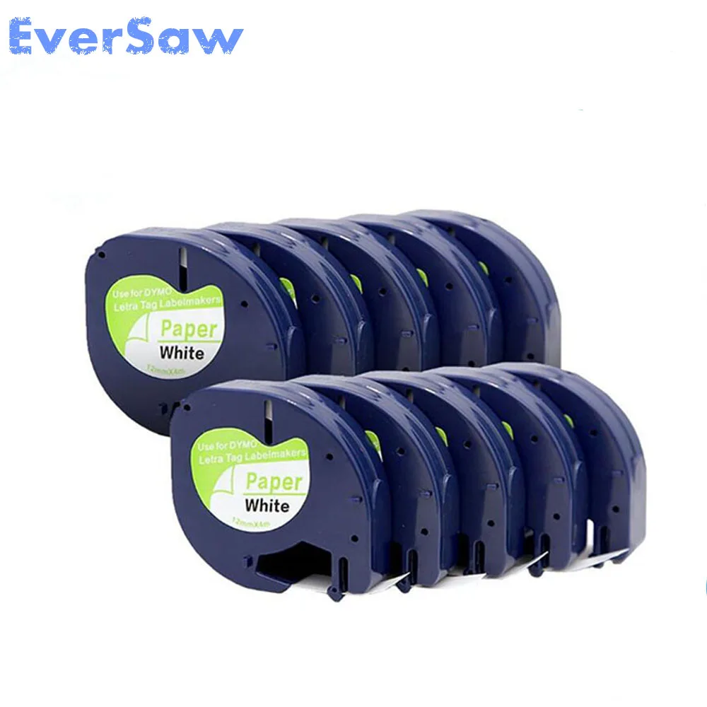40 PK совместимая лента Dymo letratag LT 91200 S0721510 10697 белая бумага этикетка Cartrige 12 мм x 4 м для