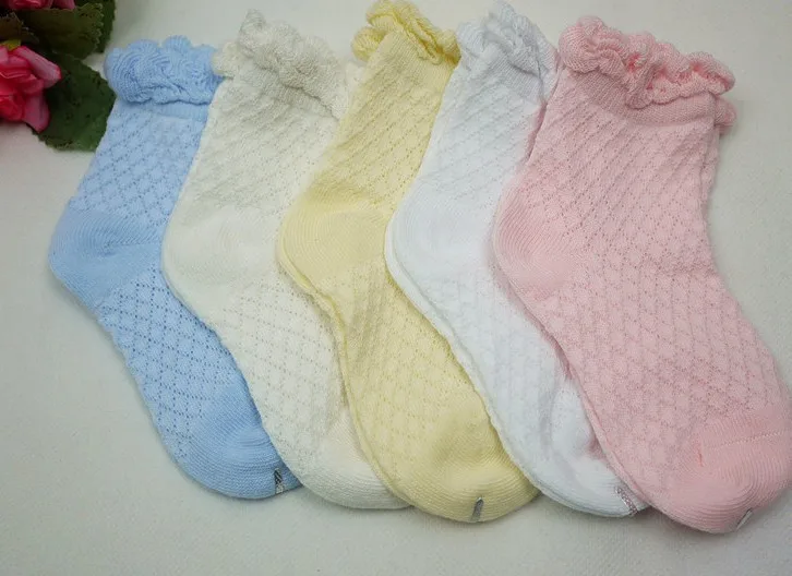 5 пар/партия носки для новорожденных, детей Для детей, на лето Cotton Candy Цвета носки с кружевной оборкой для маленьких мальчиков и девочек, толстые короткие носки для детей от 0 до 5 лет смесь цветов