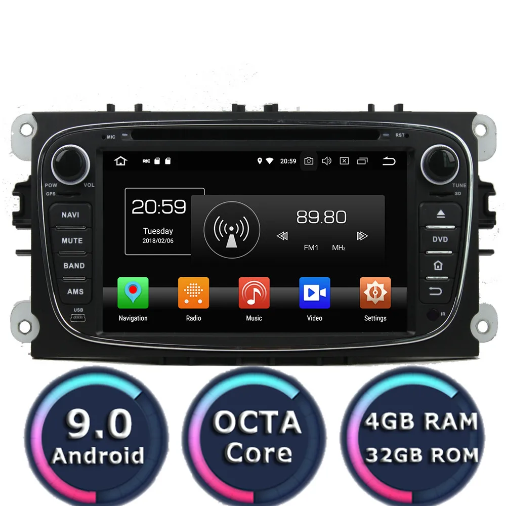Автомобильный DVD плеер Roadlover Android 9 0 для Ford Mondeo 2007 2010 S max 2008 Tourneo Connect Transit Stereo GPS