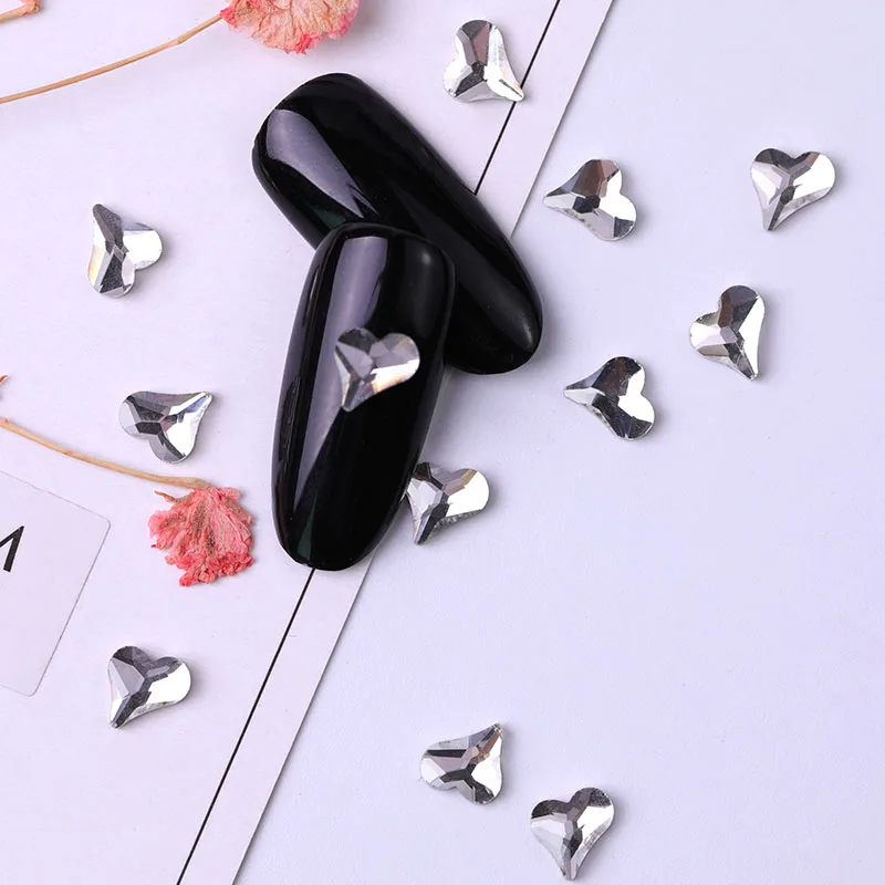 

10 pieces Flatback Colorful Heart Nail Rhinestone For Nail Art Decorations Crystal Glass Stone Manicure 3D Shiny Rhinestone Gem