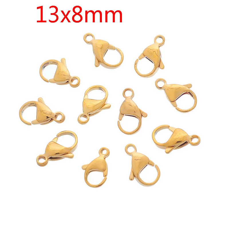 10pcs 10/50 шт Позолоченные Нержавеющая сталь карабины для самостоятельного изготовления ювелирных изделий, аксессуары Findings, высокое качество кольца разного размера - Цвет: 10pcs