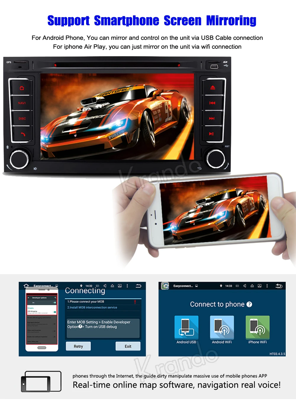 Автомагнитола Krando 7 дюймов Android 8 0 для Vw Touareg T5 TRANSPORTER multivan 2004 2011|Автомагнитолы| |