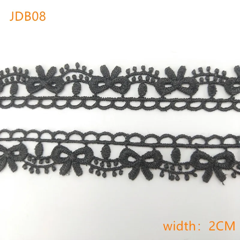JDB08 2 ярдов ширина 1-3 см Высокое качество сшитые черные кружева отделка тесьма кружева DIY аксессуары для одежды юбка вырез вышивка кружева JDB - Цвет: JDB08