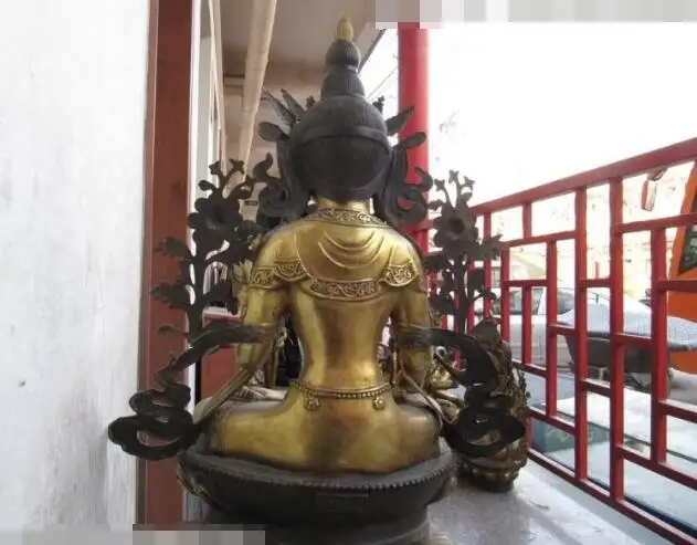 

Free shipping S03425 28"Tibet Buddhism classical Bronze Gild White TaRa Kwan-Yin padma Buddha Statue