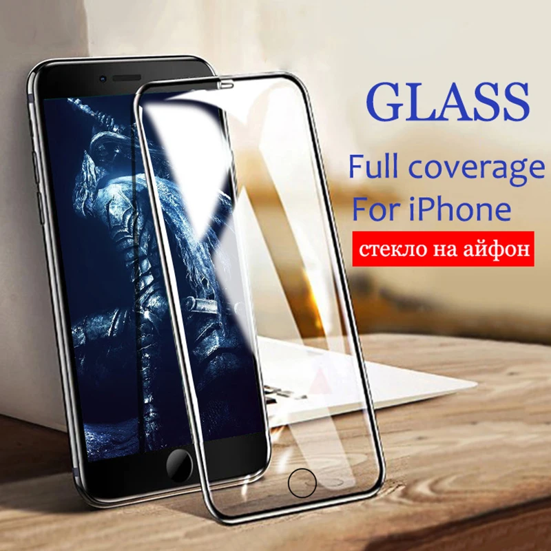 Полное покрытие Защитное стекло для iphone 6 7 8 S Plus на X XS Max XR Защитная пленка экрана