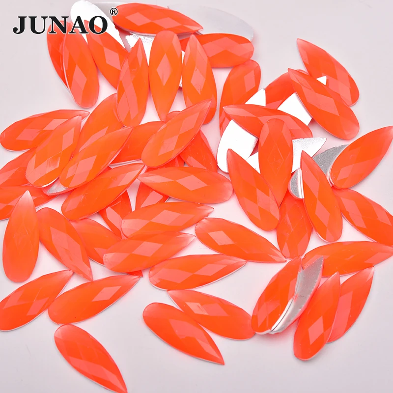 JUNAO, 8*22 мм, блестящие кристаллы AB, каплевидные Стразы, аппликация с плоской обратной стороной, Стразы для ногтей, не швейные камни для украшения