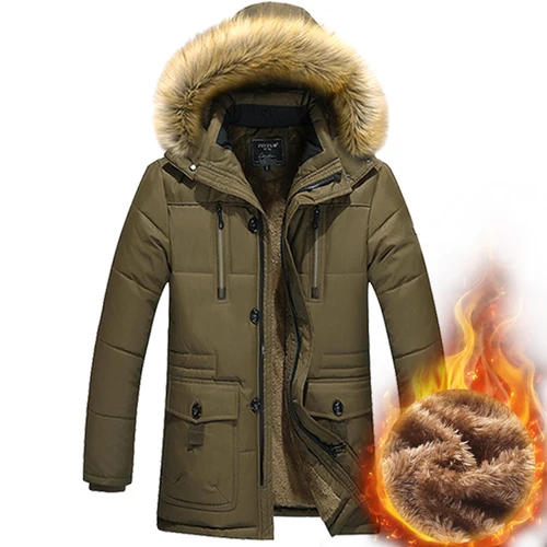 Dark brown Зимние мужские куртки, толстые теплые, плюс размер 5XL, повседневные, с добавлением шерсти, с капюшоном, с меховым воротником, парки, новая модная верхняя одежда с пуговицами - Цвет: Dark brown
