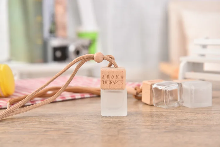 

6ML Scrub Frosted Square Car Pendant Perfume Glass Empty Bottle 5PCS/LOT