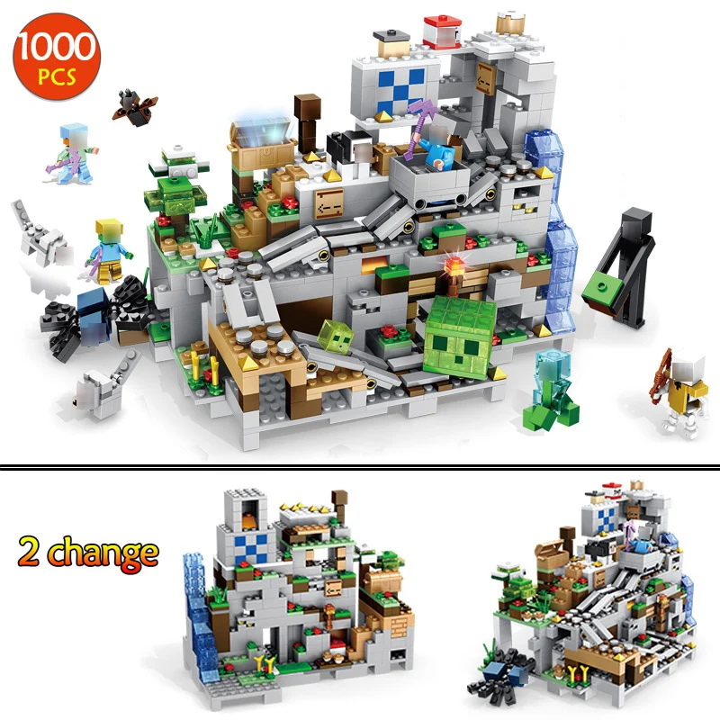 1000 шт. совместимые Legoings My world механизм пещера 2 в 1 набор мини фигурки дракона