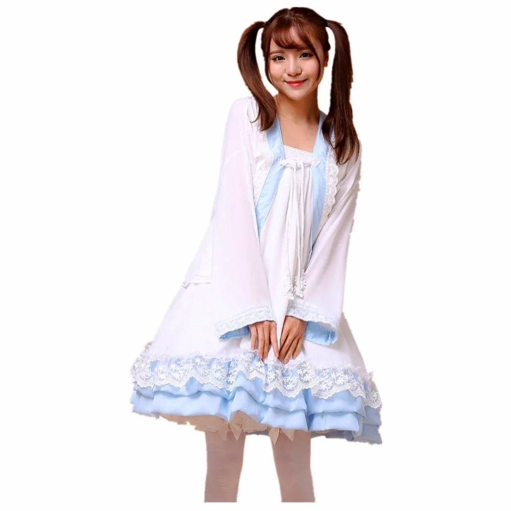 Платье для девочек в стиле Лолиты платье из шифона и кружева китайская одежда