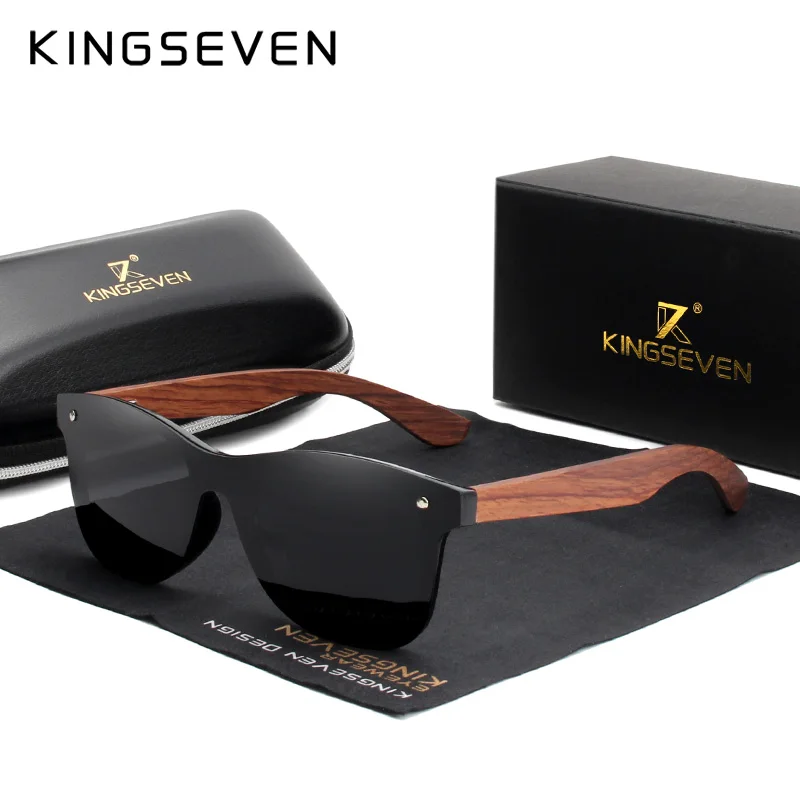 KINGSEVEN Natural Wooden Sunglasses Men Polarized Fashion Sun Glasses Original Wood Oculos de sol masculino | Спорт и развлечения