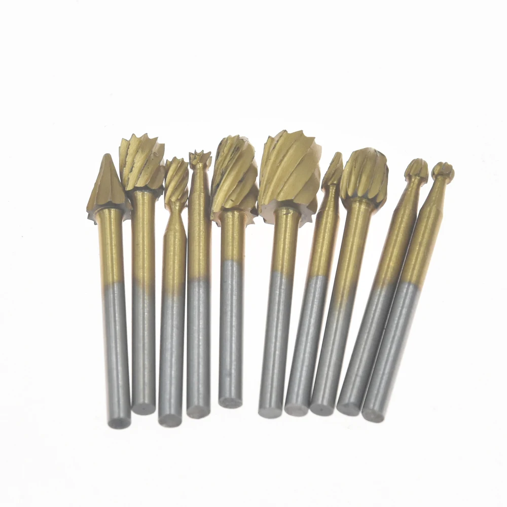 10 шт. HSS Titanium Dremel роторные Фрезерные фрезы для резьбы по дереву резные сверла