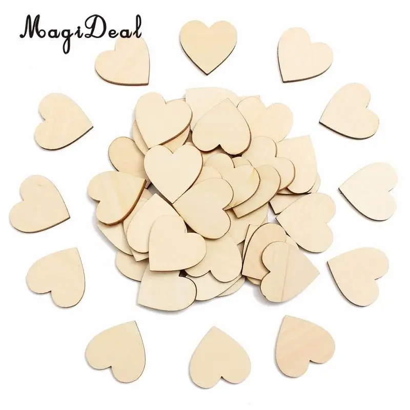 

MagiDeal 50Pcs/Lot Blank Hearts Wood Cutout Craft for Wedding Party DIY Crafts Embellishments Christmas Decor 2cm/3cm/4cm/6cm