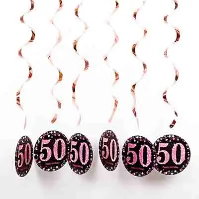 rose gold 50 6 шт. 60 лет украшения на день рождения с днем рождения 30 40 50 60 70 лет спиральный подвесной орнамент украшения на день рождения - Цвет: rose gold 50