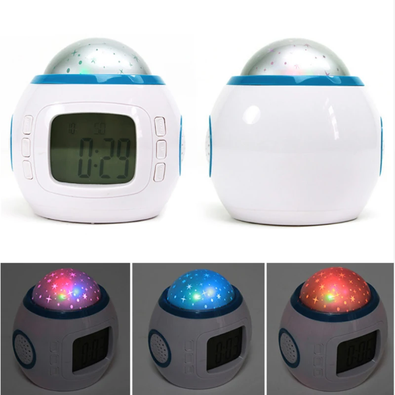 1PCS Creative Music Starry Sky Projection Alarm Clock Digital LED Calendar Thermometer Light Kids Toy | Дом и сад