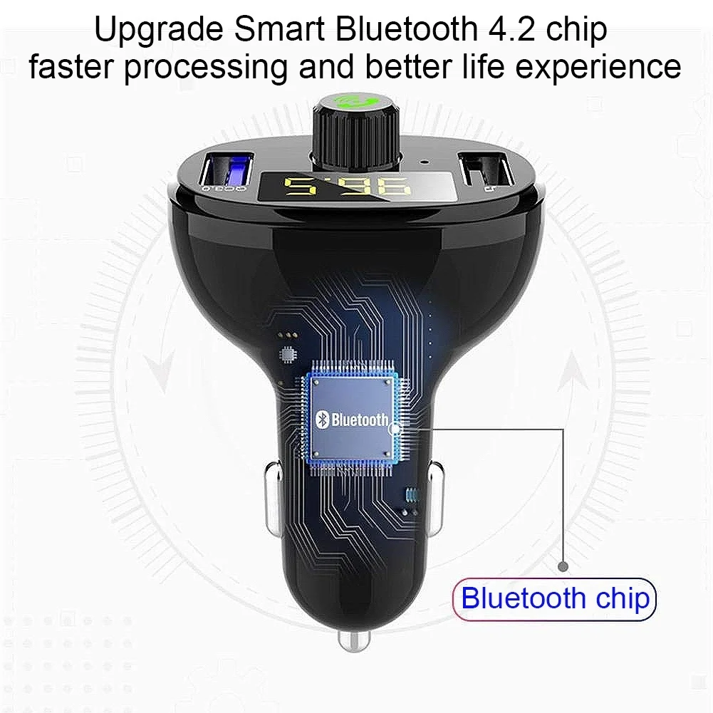SRUIK fm-передатчик Bluetooth MP3 плеер Handsfree автомобильный комплект беспроводной радио без потерь передатчик звука QC3.0 Dual USB