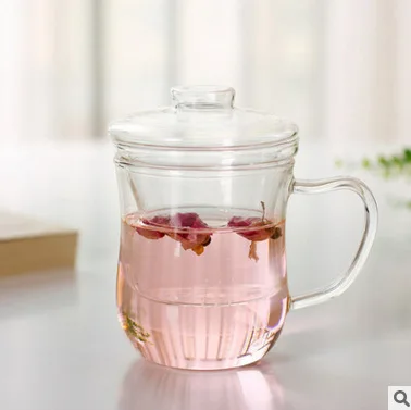 Термостойкая стеклянная чашка чайник с фильтром крышки/сетчатым кофе посуда для
