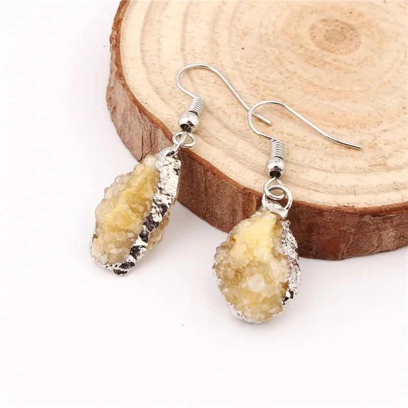Dayoff женский Нерегулярные Druzy серьги из друзы для женщин ювелирные изделия
