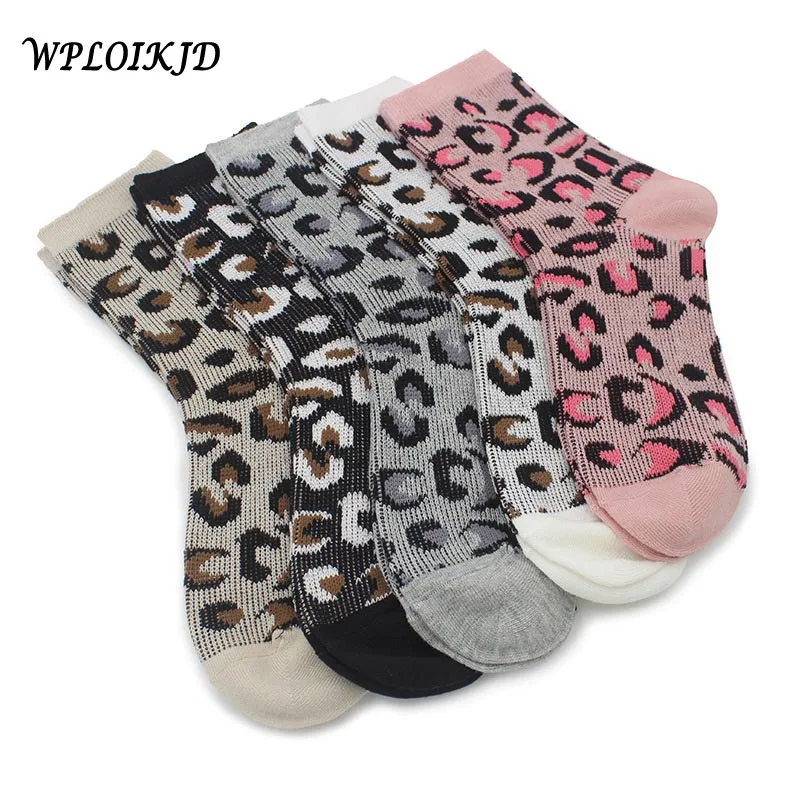 

Personality New Product Trend Fashion Harajuku Leopard Grain Double Needle Cotton Socks Women Breathable Funny Socks Calcetines