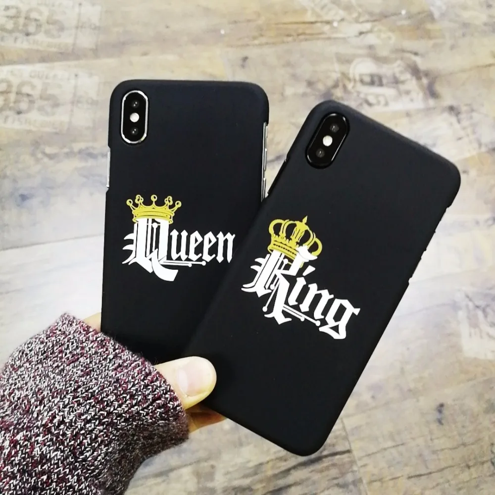 3D английская буква King queen чехол для iPhone X XS 10 8 6 S чехлы пара мягкий TPU телефона 7 Plus