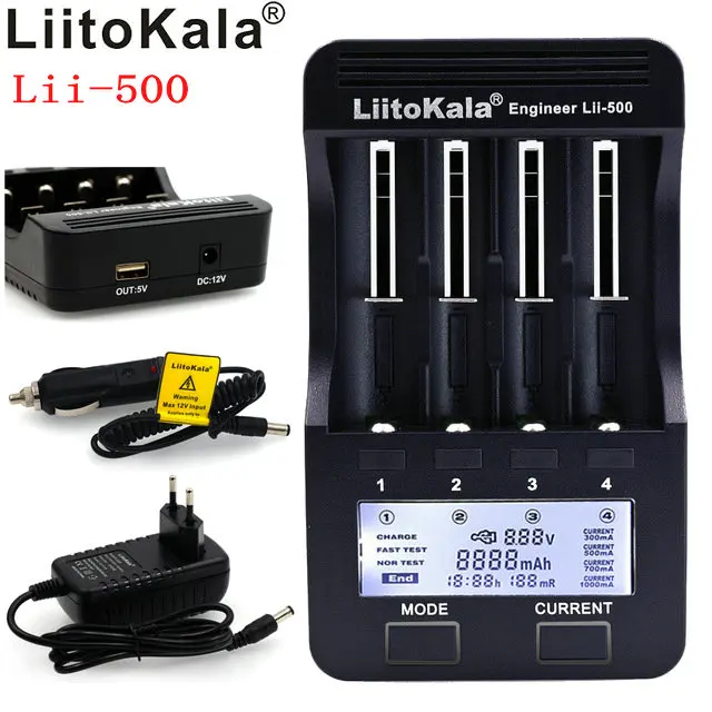Зарядное устройство LiitoKala для аккумуляторов ЖК дисплей 3 7 В/1 2 В 18650/26650/14500/10440/18500