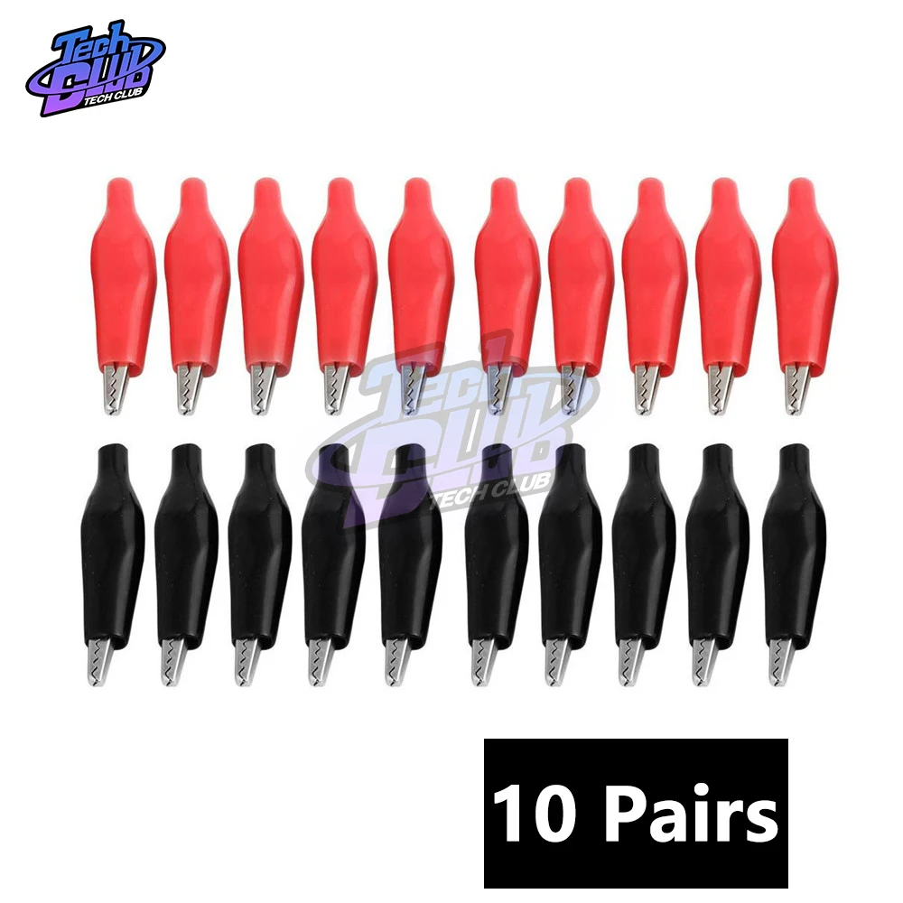 

10Pairs(20PCs) P2001 Black Red Soft Plastic Coated Testing Probe Aligator Clips Crocodile