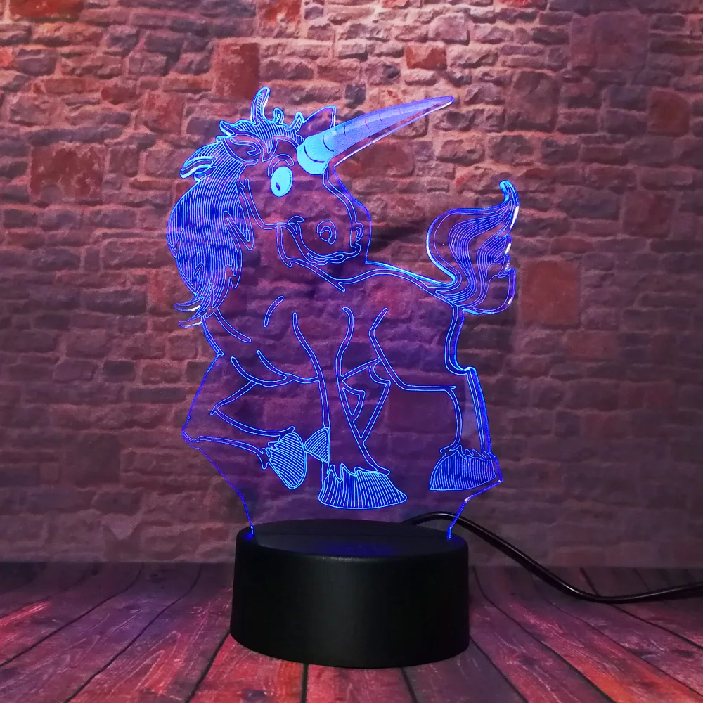 Творческий Amroe 2019 3D светодиодный светильник единорог лошадь RGB ночник вечерние