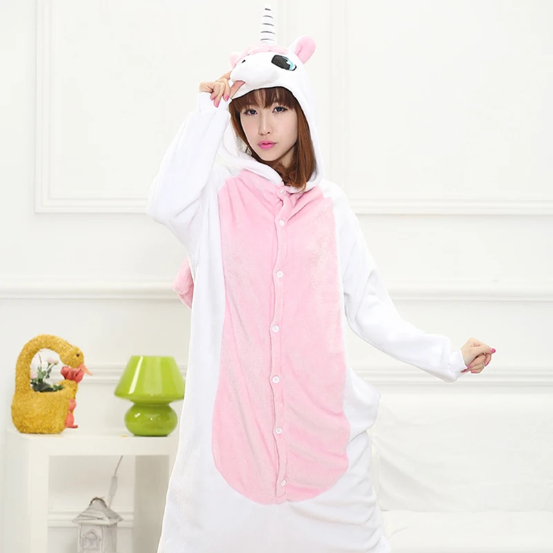 Adult Anime Kigurumi Onesies Blue Unicorn  Costume For Women Animal Pink Unicorn Stitch Onepieces Sleepwear Home Cloths Girl