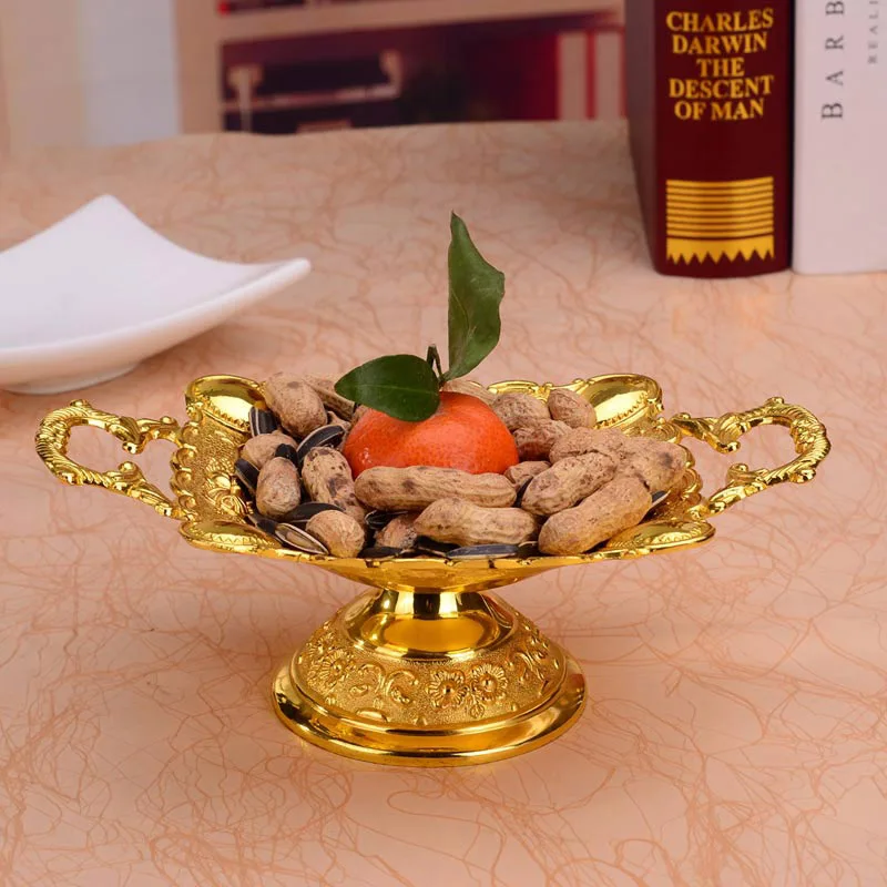 Новые элегантные блестящие золотистые фрукты блюдо с ручкой фруктовый десерт