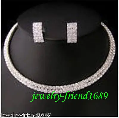 Jewelry Wedding/Bridal 2 rows crystal necklace choker earring set AAA K GP Plated gold Bridal wide watch wings queen JEWE | Украшения и