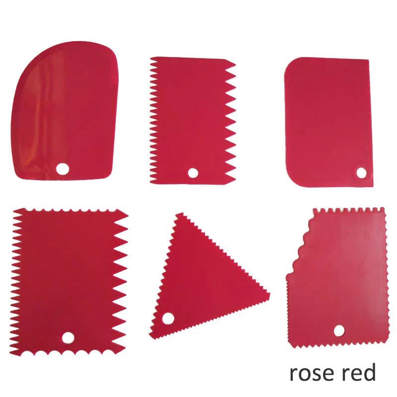 rose red 6 шт. в форме опилок крем-скраб для торта нож для масла Кухонные гаджеты пластиковый резак для теста скребок DIY инструмент для выпечки - Цвет: rose red