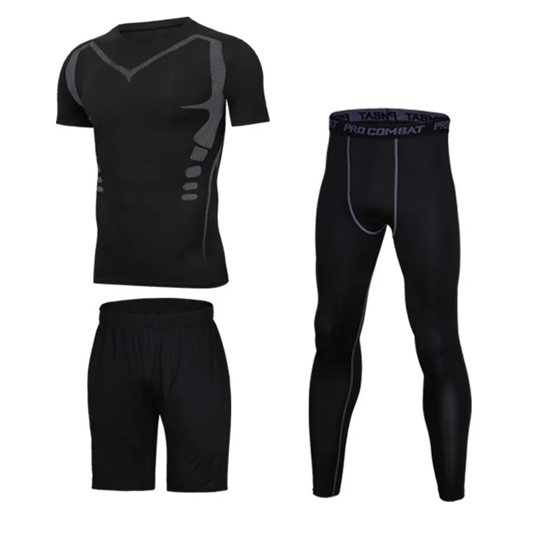 9 Quick Dry Sports Suit Men's Running Sets Gym Fitness Clothing Compression Basketball Tights Tracksuit Jogging Running Sportswear - Цвет: 9