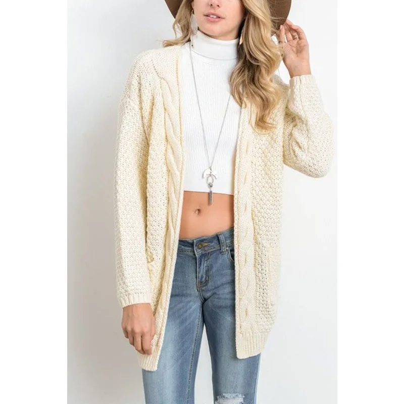 New Women's Casual Sweet Long Sleeve Open Front Chunky Warm Cardigans Cozy Sweater Plus |