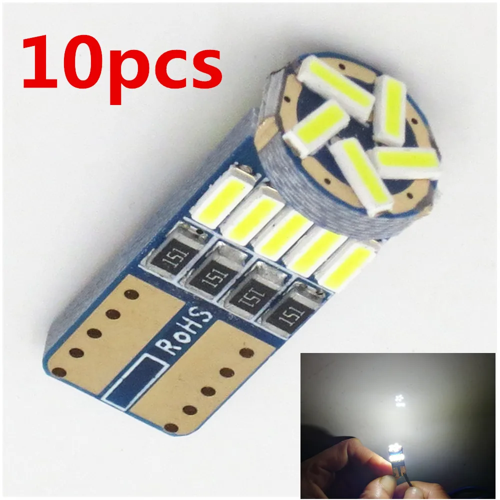 10 шт. T10 светодиодная лампочка в машину 194 T10 светодиодный Canbus t10 15 SMD 4014 автомобиль светодиодный световой сигнал парковка для укладки противотуманных фар