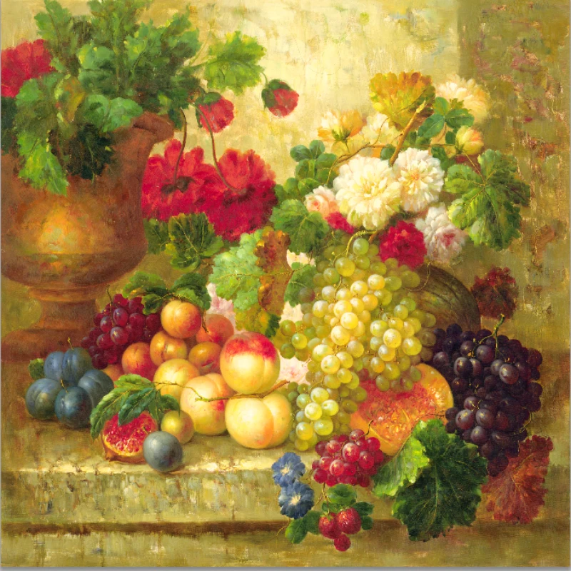 Картина Натюрморт с богатыми фруктами HD печать без рамки холст живопись маслом