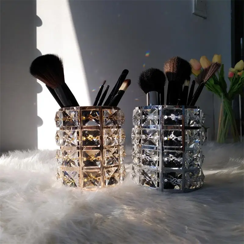 Bling Персонализированная Кисть для макияжа держатель Органайзер золотой кристалл